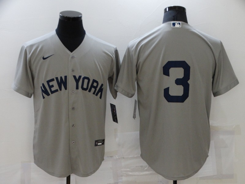 Cheap Men New York Yankees 3 No Name Grey Game 2021 Nike MLB Jersey